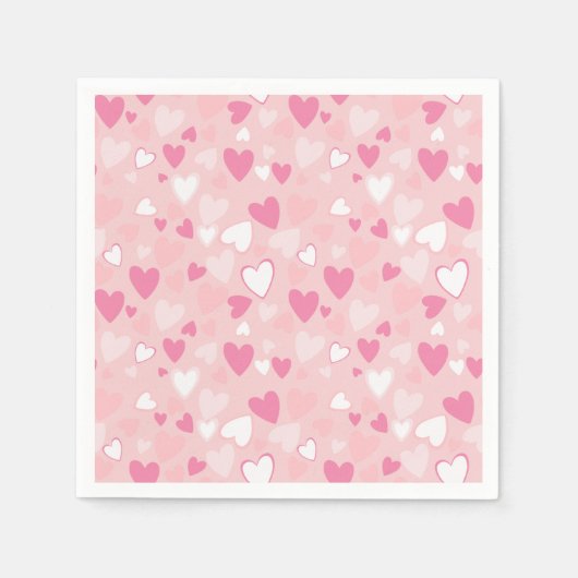 Serviette En Papier Coeurs mignons rose (Devant)
