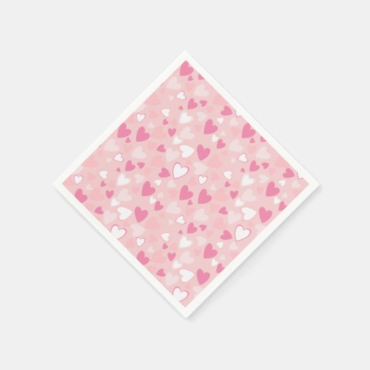 Serviette En Papier Coeurs mignons rose (Coin)