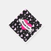 Serviette En Papier Coeurs mignons rose et noir, Mariage, Fiançailles (Coin)