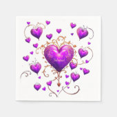 Serviette En Papier Coeurs mignons violets Heureux Valentin (Devant)