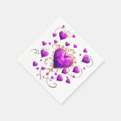 Serviette En Papier Coeurs mignons violets Heureux Valentin (Coin)