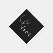 Serviette En Papier Coeurs modernes Amour noir et blanc Mariage minima (Coin)