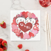 Serviette En Papier Cœurs Monogrammés  Papier  (En situation)