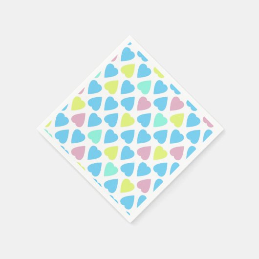 Serviette En Papier Coeurs multicolores (Coin)