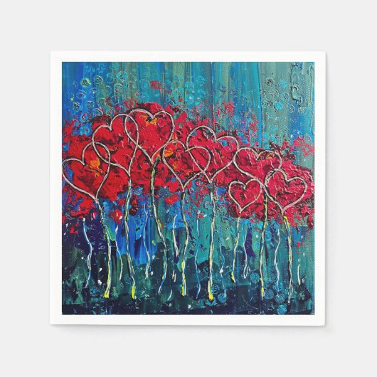 Serviette En Papier coeurs napkins cocktail (Devant)