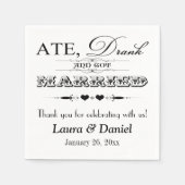 Serviette En Papier Coeurs noir et blanc, Scrolls Mariage serviettes (Devant)