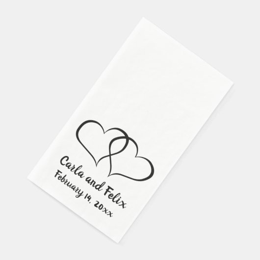 Serviette En Papier Coeurs noirs et blancs modifiables (Coin)