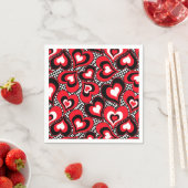 Serviette En Papier Coeurs, noirs, rouges et blancs. (En situation)