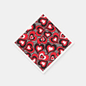 Serviette En Papier Coeurs, noirs, rouges et blancs. (Coin)
