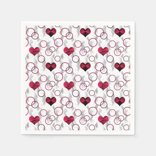 Serviette En Papier Coeurs noirs rouges mignons (Devant)