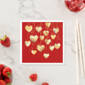 Serviette En Papier Coeurs or sur une chaîne (En situation)