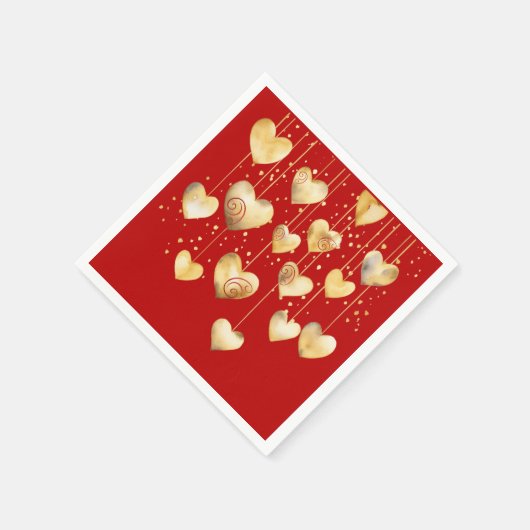 Serviette En Papier Coeurs or sur une chaîne (Coin)