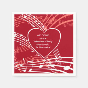 Serviette En Papier Coeurs personnalisés Musique Valentines Papier de
