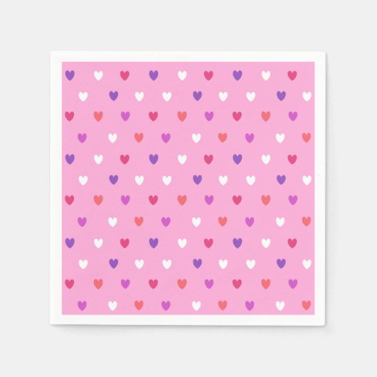 Serviette En Papier Coeurs polka rose (Devant)