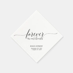 Serviette En Papier Cœurs pour toujours Élégant Faire-part de funéra