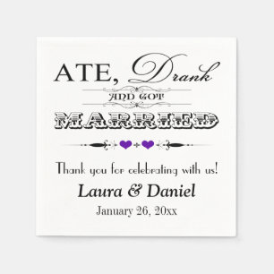 Serviette En Papier Coeurs pourpres, Scrolls Mariages serviettes