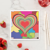 Serviette En Papier Coeurs rétro vibrants (En situation)