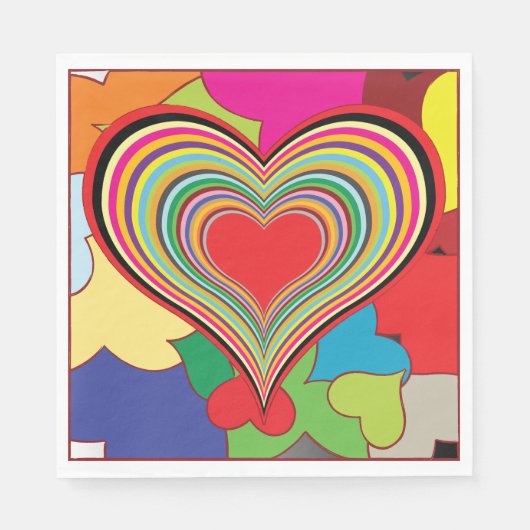 Serviette En Papier Coeurs rétro vibrants (Devant)