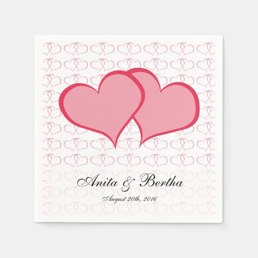 Serviette En Papier Coeurs romantiques Graphique Elle rose (Devant)