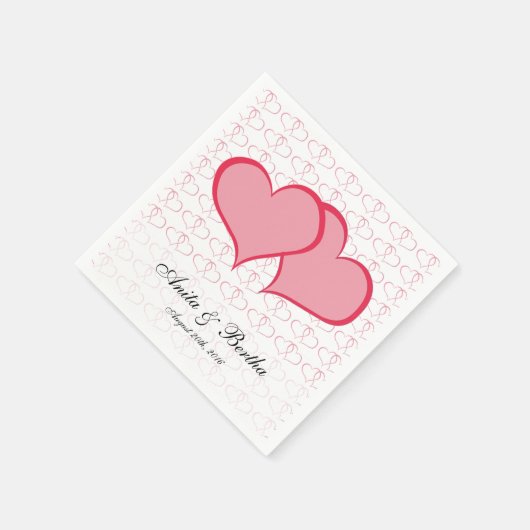 Serviette En Papier Coeurs romantiques Graphique Elle rose (Coin)