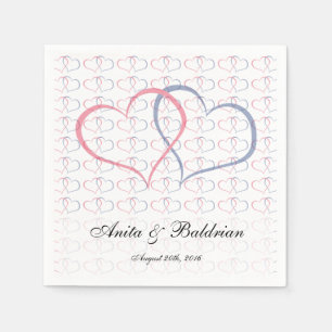 Serviette En Papier Coeurs romantiques Graphisme Elle Pink Bleu