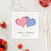Serviette En Papier Coeurs romantiques Graphisme Elle Pink Bleu (En situation)