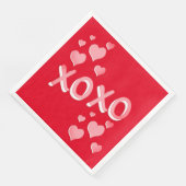 Serviette En Papier Coeurs romantiques rouges roses XOXO (Coin)