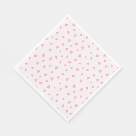 Serviette En Papier Coeurs rose aquarelle (Coin)