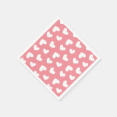 Serviette En Papier Coeurs rose et blanc (Coin)