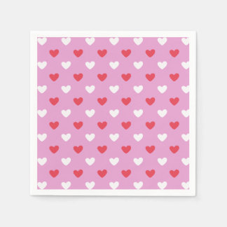 Serviette En Papier Coeurs rose et blanc