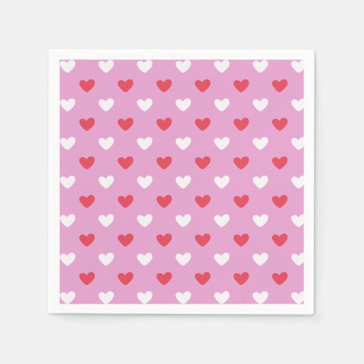 Serviette En Papier Coeurs rose et blanc (Devant)