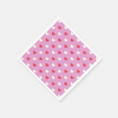 Serviette En Papier Coeurs rose et blanc (Coin)