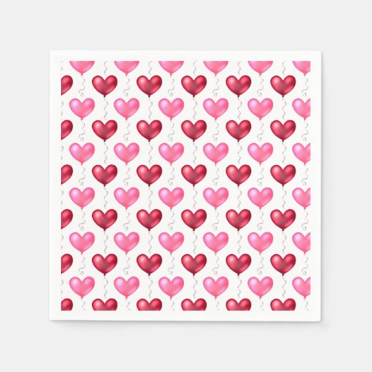 Serviette En Papier Coeurs rose et rouge Saint Valentin Amour (Devant)