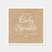 Serviette En Papier Coeurs rose kraft rustique saupoudrer bébé (Devant)