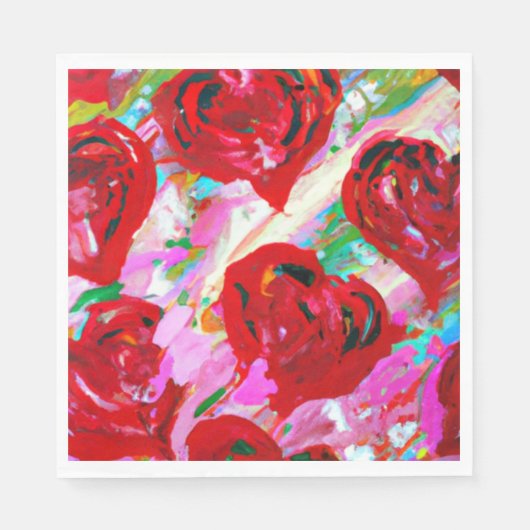 Serviette En Papier Coeurs roses (Devant)