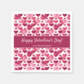 Serviette En Papier Coeurs roses avec texte personnalisé Saint-Valenti (Devant)