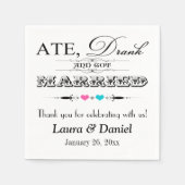 Serviette En Papier Coeurs roses et bleus, Scrolls Mariages serviettes (Devant)