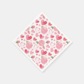 Serviette En Papier Coeurs roses et Rose (Coin)