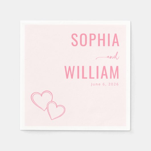 Serviette En Papier Cœurs roses romantiques (Devant)