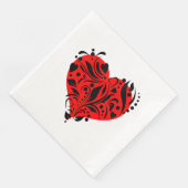Serviette En Papier Coeurs Rouge Et Noir (Coin)