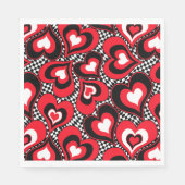 Serviette En Papier Coeurs, rouge, noir, blanc, Saint Valentin. (Devant)