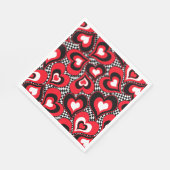 Serviette En Papier Coeurs, rouge, noir, blanc, Saint Valentin. (Coin)
