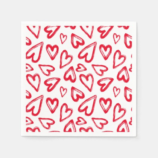 Serviette En Papier Coeurs rouges (Devant)