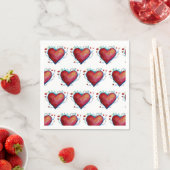 Serviette En Papier Coeurs rouges Aquarelle Coeurs Mariage serviettes (En situation)