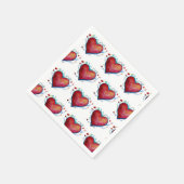 Serviette En Papier Coeurs rouges Aquarelle Coeurs Mariage serviettes (Coin)