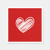 Serviette En Papier Coeurs rouges blancs modernes Mariage d'anniversai (Devant)