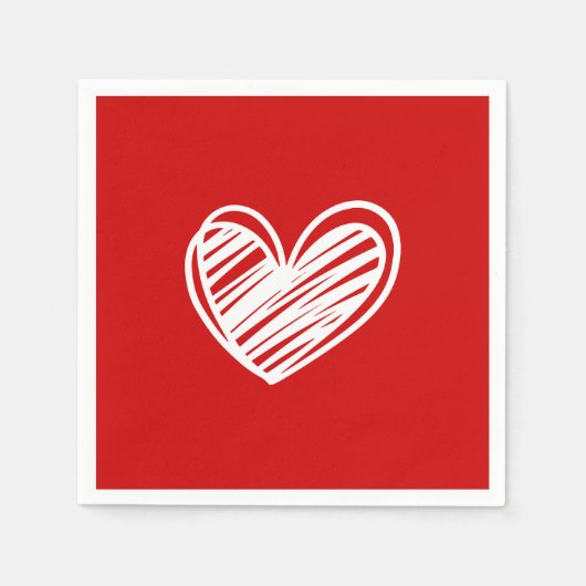 Serviette En Papier Coeurs rouges blancs modernes Mariage d'anniversai (Devant)