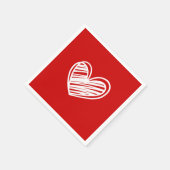 Serviette En Papier Coeurs rouges blancs modernes Mariage d'anniversai (Coin)