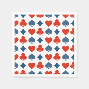Serviette En Papier Cœurs Rouges Bleus Diamants Trèfles Piques Motif d