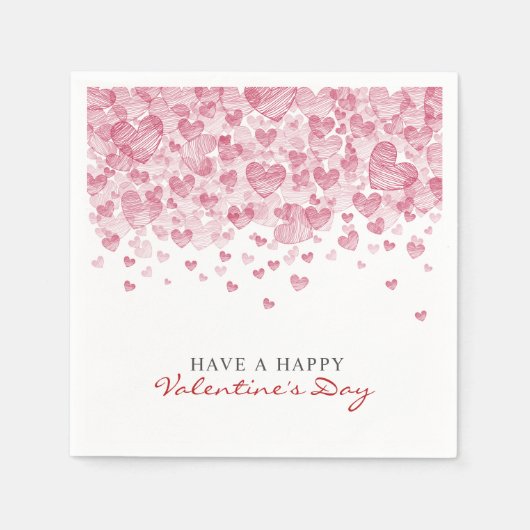 Serviette En Papier Coeurs rouges éparpillés Saint Valentin (Devant)